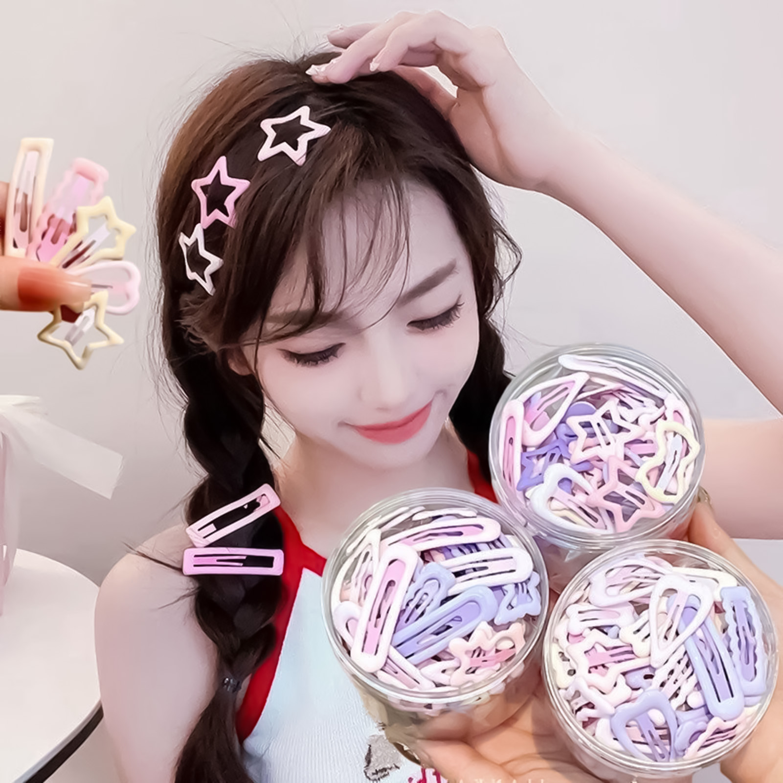 Korean Daily Lifestyle - 3 個のスイートスタイルのヘッドウェアピン、すべてマッチし、安定したグリップ、日常の生活に適した滑らかなヘッドウェア、日常使用に最適です。