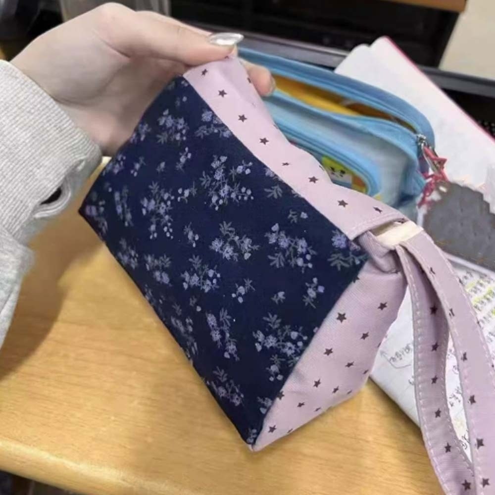 パープルプリント花柄メイクアップバッグスター水玉模様ソフトコ - Korean Lifestyle & Kids Boutique のレビューと価格